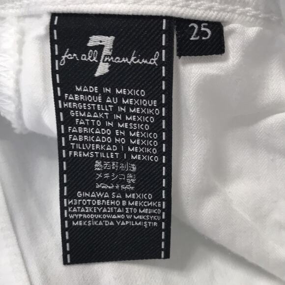 New 7FAMK High Rise 25 Super Skinny Leg Rainbow Fringe Trim White Jean Resort - Picture 6 of 15